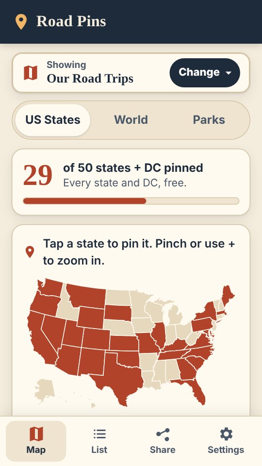 A US map with 29 states pinned in rust red and a count of 29 of 50 states plus DC.