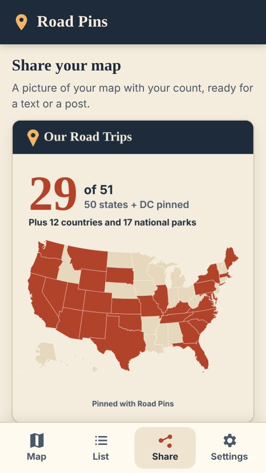 A share picture of the map with 29 of 50 states + DC pinned.